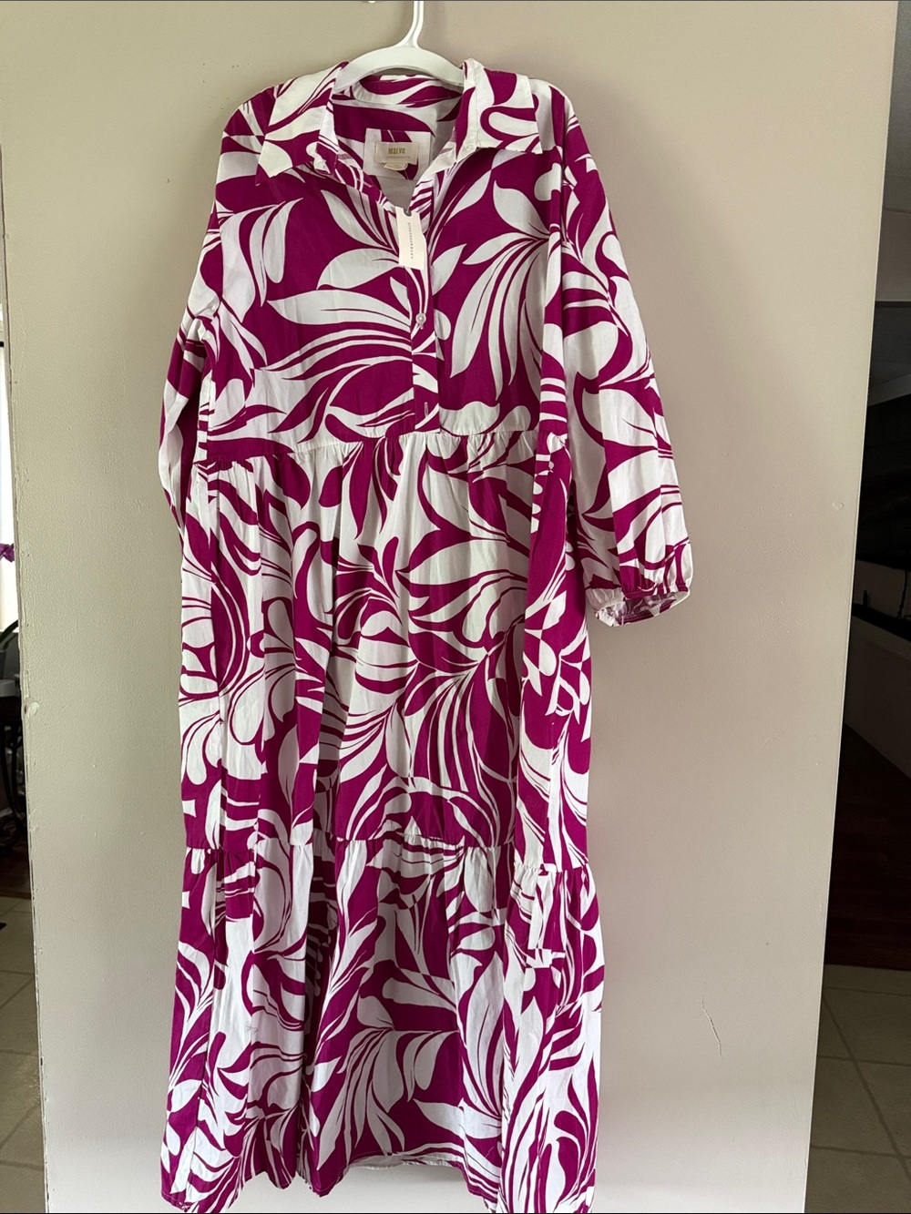 Anthropologie Mauve-Pink & White Printed Shirt Dress
